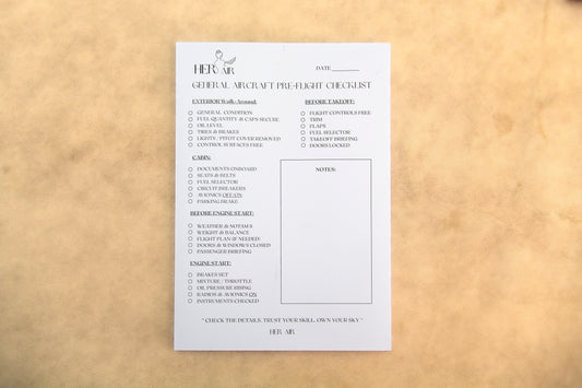 HER AIRCRAFT PRE-FLIGHT CHECKLIST PAD